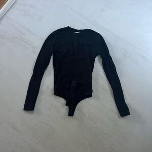 Madewell crew neck thong sweater body suit size XXS black